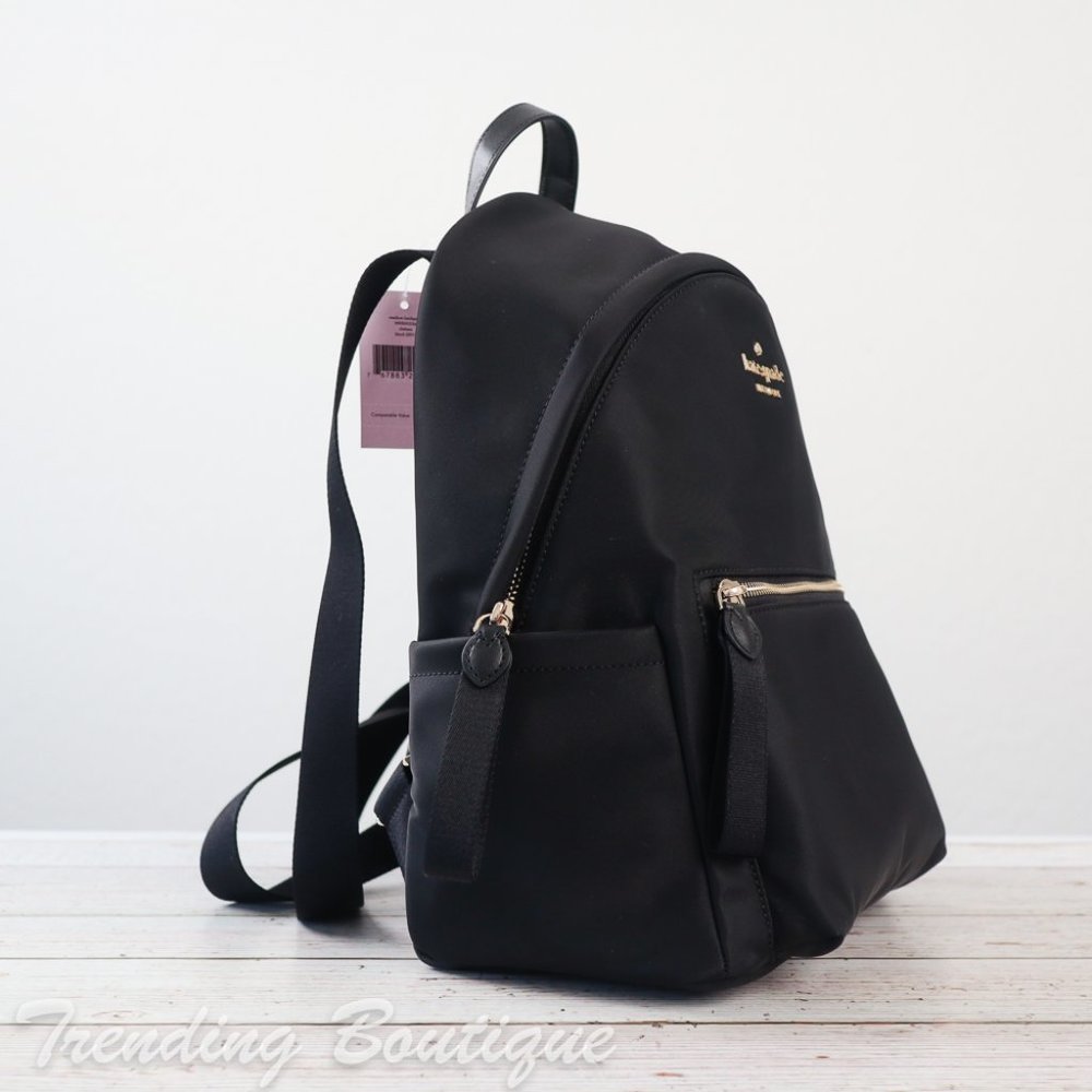 NWT Kate Spade New York Chelsea Medium Nylon Backpack in Black - Picture 4 of 11